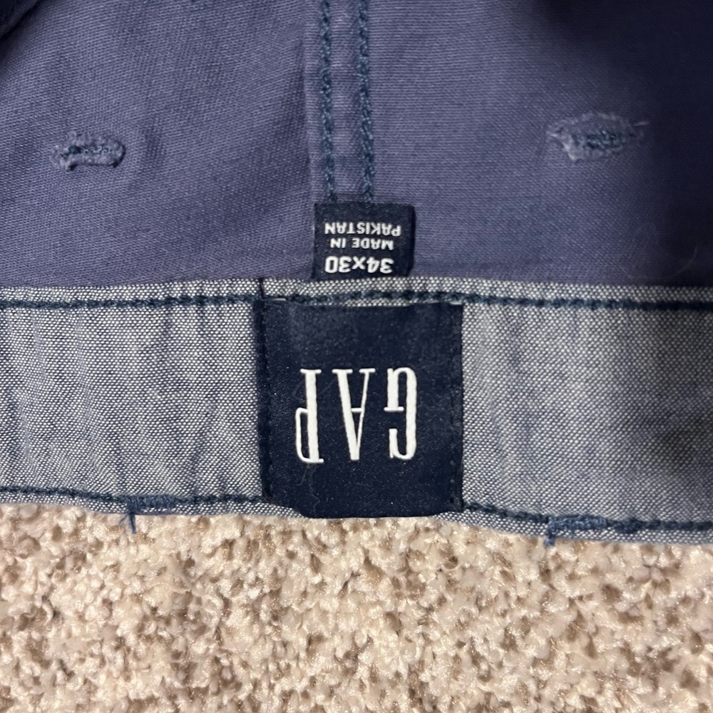 Gap Men’s Navy Straight Leg Pants Size 34x30 Flat Front Casual - Picture 3 of 12